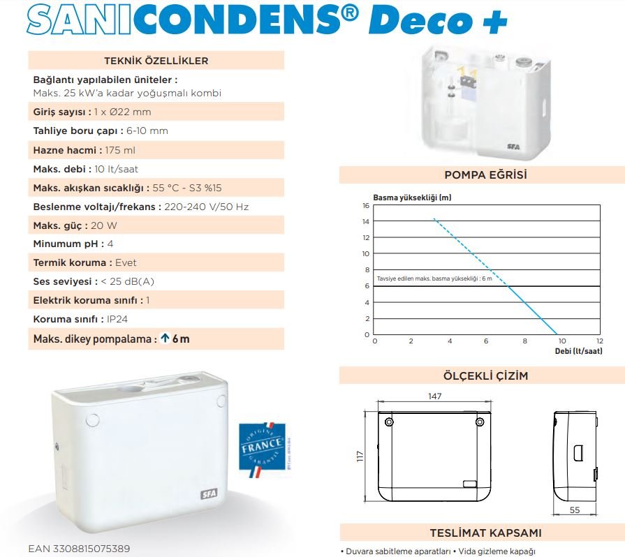 Sanicondens Deco+ Doğalgaz Kombisi Yoğuşma Suyu Drenaj Tahliye Pompası-4